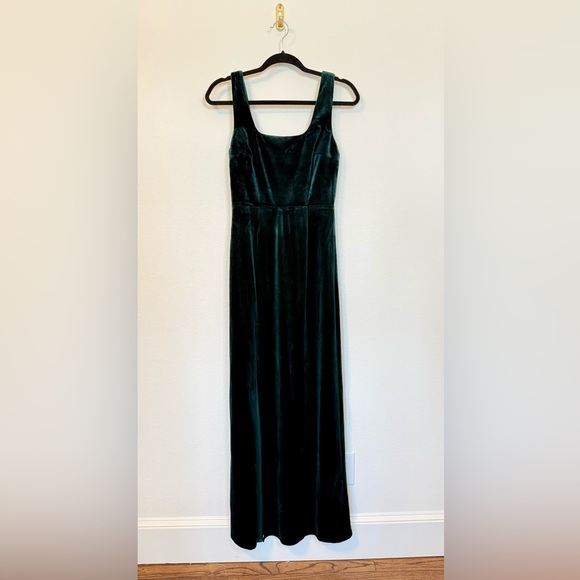 Lulus Emerald Green Velvet Sleeveless Square Neck Maxi Dress- Size Small - Picture 3 of 13
